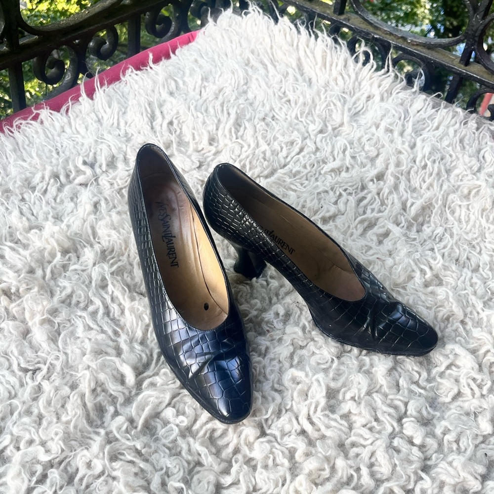 Vintage Yves Saint Laurent Embossed Heels